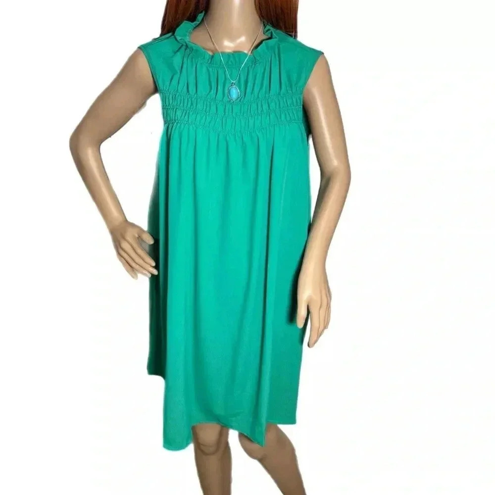 CES FEMME Boutique Dress Sleeveless Chiffon Short Casual Summer Ruffle Medium - Picture 2 of 9